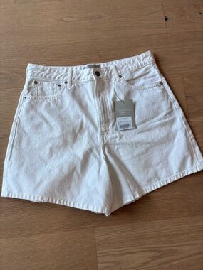 Everlane White High-Rise Denim Shorts